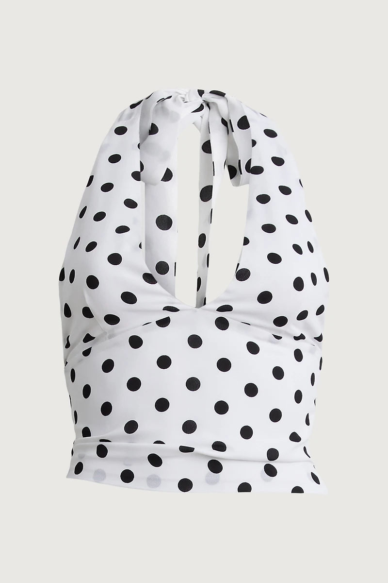POLKA DOT HALTER NECK TOP