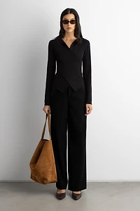 CROSSOVER COLLARED SWEATER