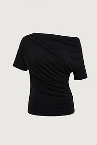 BOAT NECK TOP WITH SHIRRED SIDE DETAIL