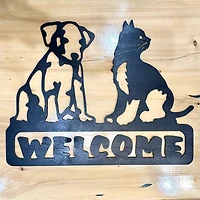 Welcome Cat and Dog Sign