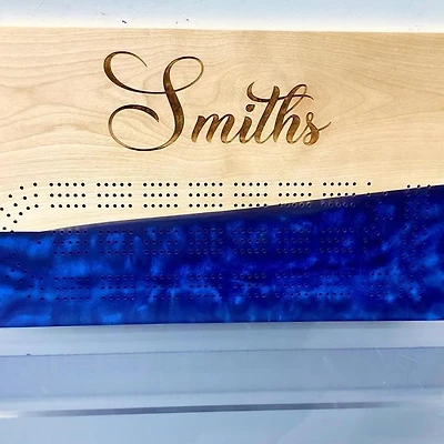 Crib Board with Epoxy and Name Engraving