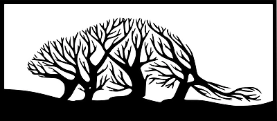 Beaver shape of tree with backer
