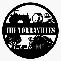 Round Farm Scene Name Sign