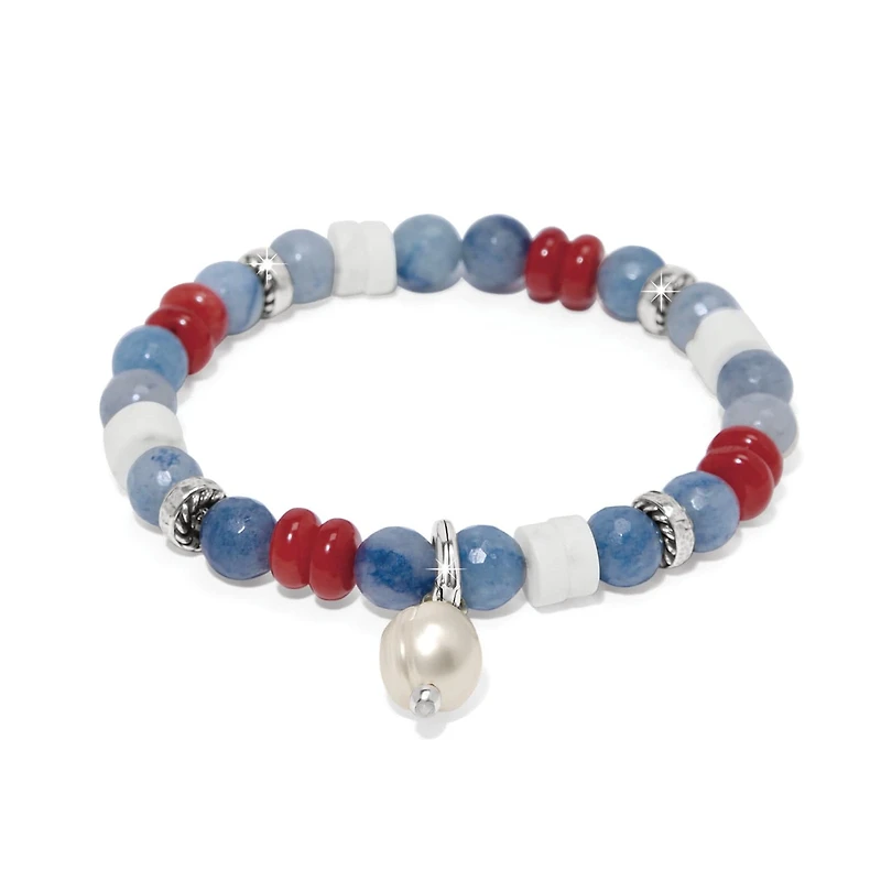 Americana Beach Pearl Charm Stretch Bracelet