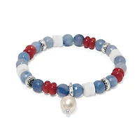 Americana Beach Pearl Charm Stretch Bracelet