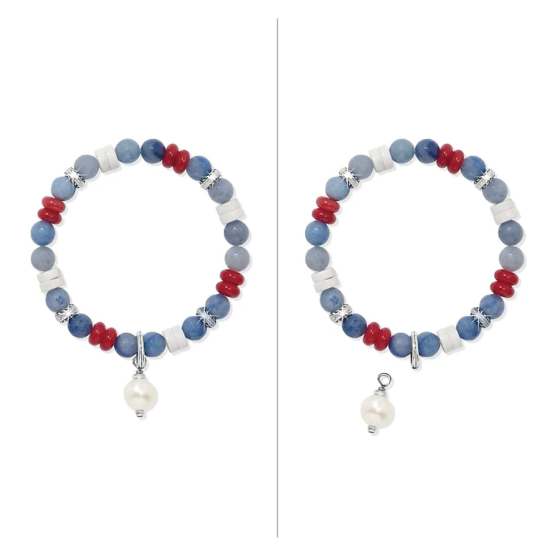 Americana Beach Pearl Charm Stretch Bracelet