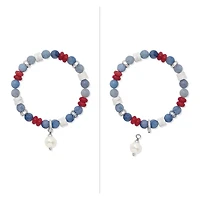 Americana Beach Pearl Charm Stretch Bracelet