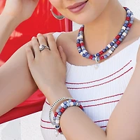 Americana Beach Pearl Charm Stretch Bracelet