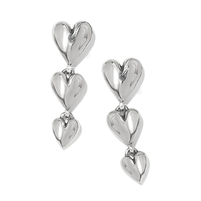 Cascade Heart Trio Post Drop Earrings