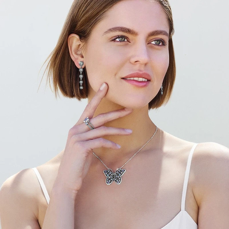 Halo Gems Monarch Butterfly Necklace