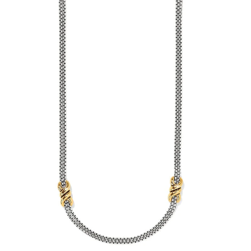 Interlok Twist Two Tone Double Chain Necklace