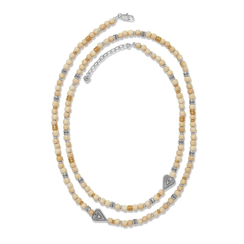 Love Messages I Am Grateful Wood Long Necklace