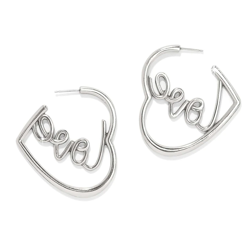 Love Script Sparkle Hoop Earrings