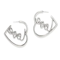Love Script Sparkle Hoop Earrings
