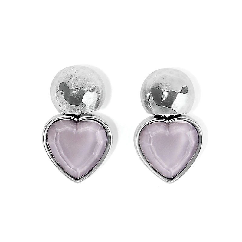 Loving Heart Lilac Post Drop Earrings