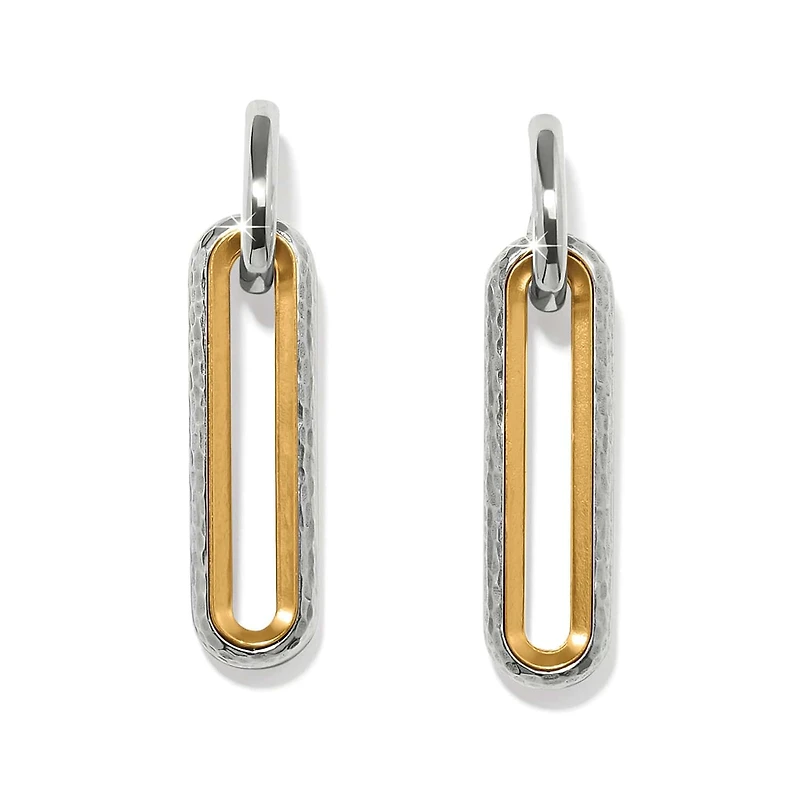 Medici Two Tone Long Post Drop Earrings
