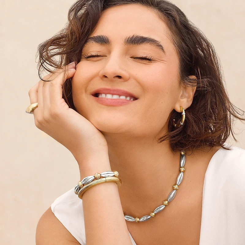 Meridian Orbit Bead Two Tone Bracelet