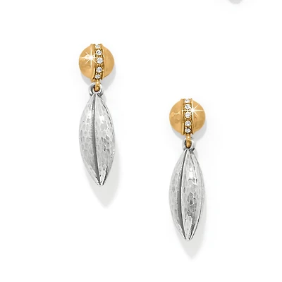 Meridian Orbit Bead Two Tone Post Drop Earrings