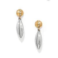 Meridian Orbit Bead Two Tone Post Drop Earrings