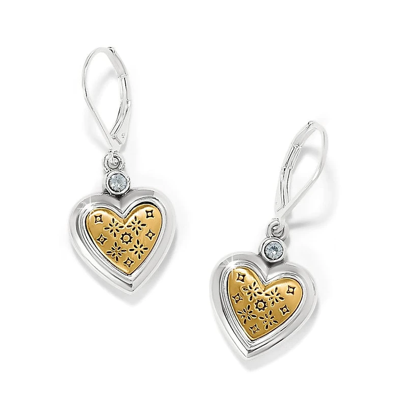 Mosaic Heart Two Tone Leverback Earrings