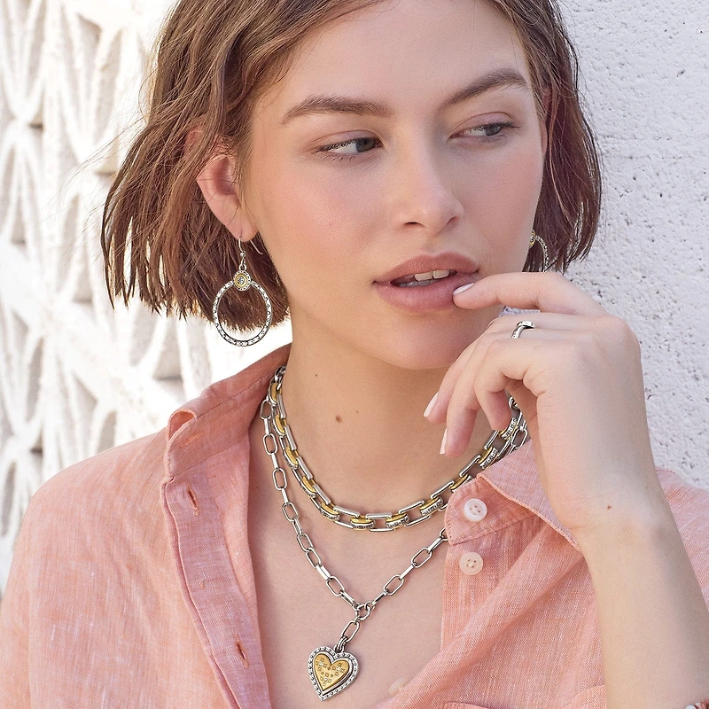 Mosaic Heart Two Tone Necklace