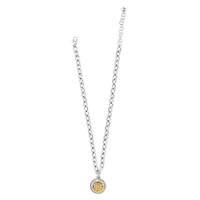 Mosaic Round Two Tone Pendant Necklace