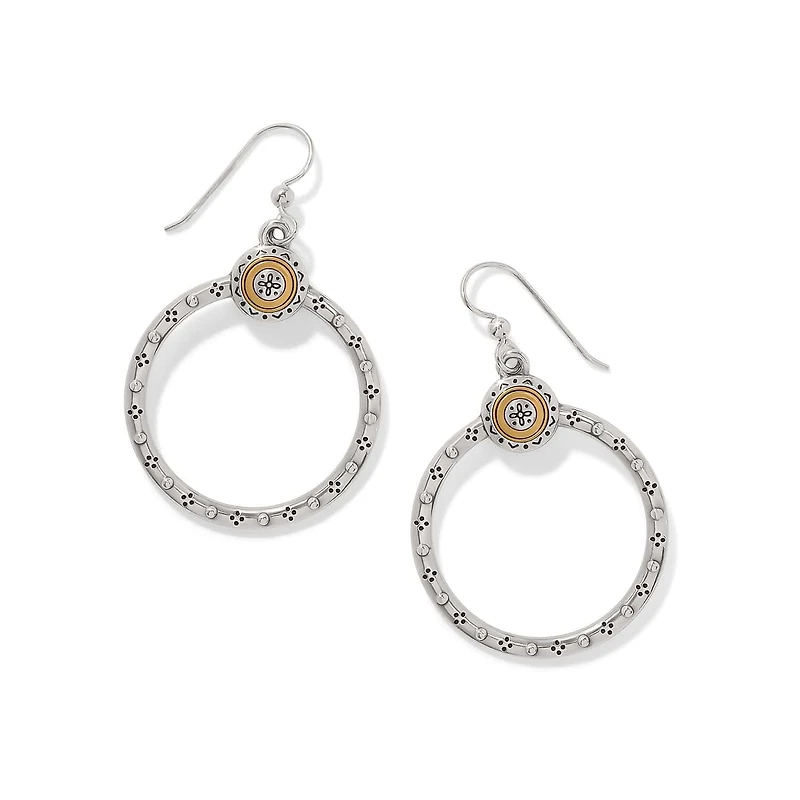 Mosaic Two Tone French Wire Hoop Earrings
