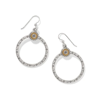Mosaic Two Tone French Wire Hoop Earrings