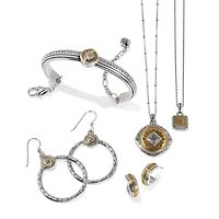 Mosaic Two Tone French Wire Hoop Earrings