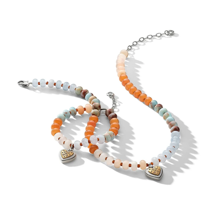 Mosaic Two Tone Heart Beaded Bracelet