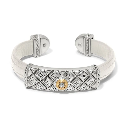 Mosaic Two Tone Leather Bar Cuff Bracelet
