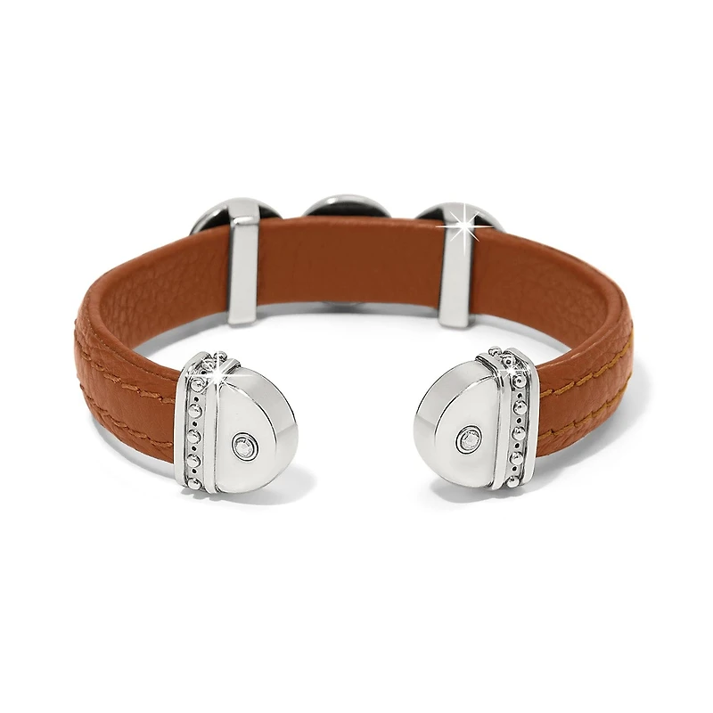 Mosaic Two Tone Leather Disc Cuff Bracelet