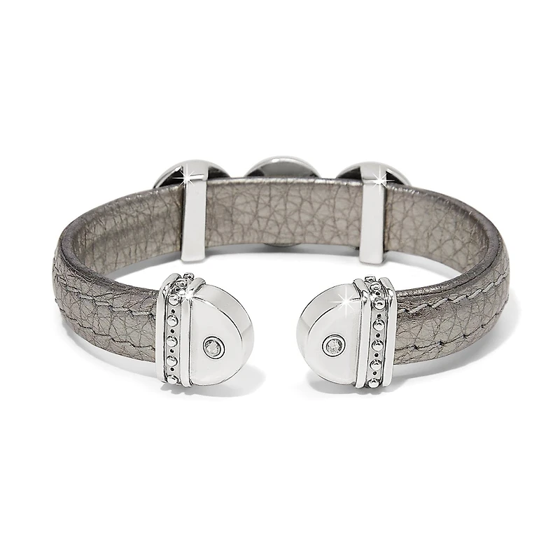 Mosaic Two Tone Leather Disc Cuff Bracelet