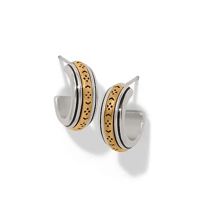 Mosaic Two Tone Mini Hoop Post Earrings