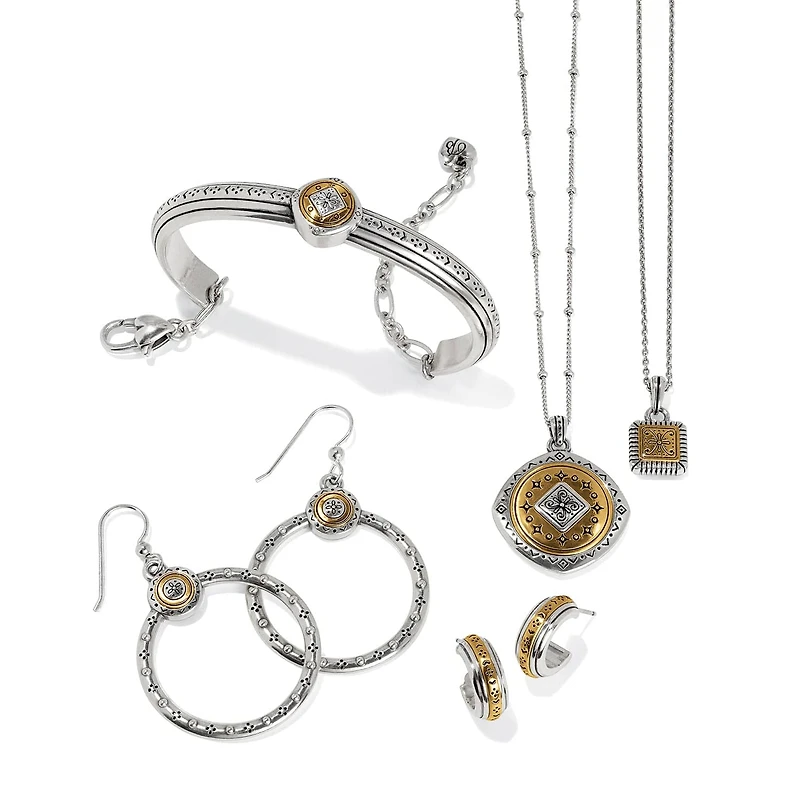 Mosaic Two Tone Mini Hoop Post Earrings