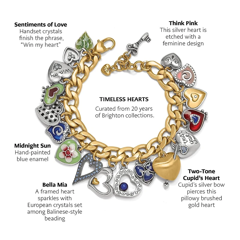 One Heart Color Charm Bracelet