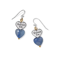 One Heart Duo Heart French Wire Earrings