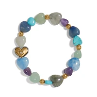 One Heart Multi Heart Bead Stretch Bracelet