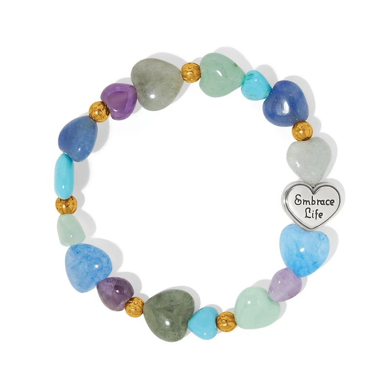 One Heart Multi Heart Bead Stretch Bracelet