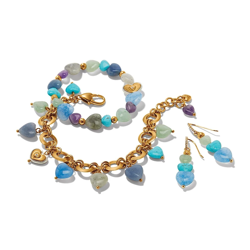 One Heart Multi Heart Bead Stretch Bracelet