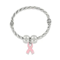 Pink Ribbon Charm Bangle Bracelet