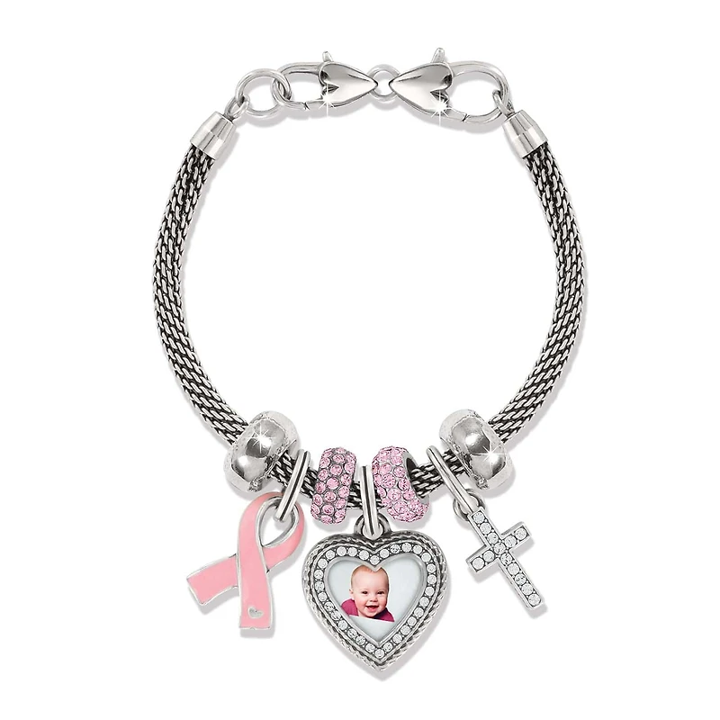 Pink Ribbon Memento Cross Bracelet