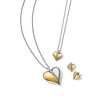 Precious Heart Two Tone Post Earrings