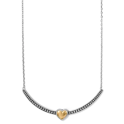 Pretty Tough Bold Two Tone Heart Bar Necklace