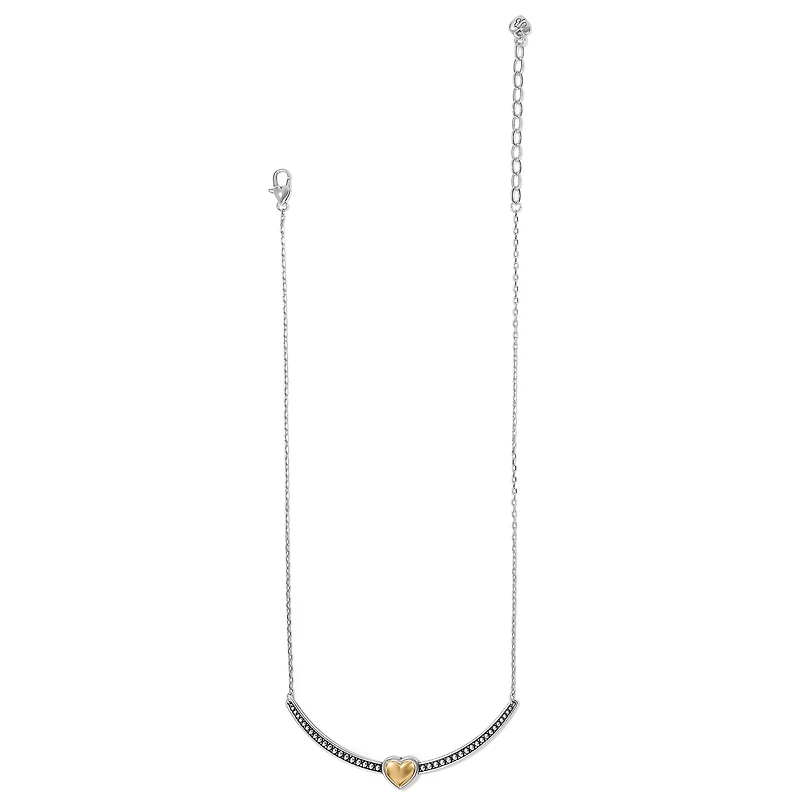 Pretty Tough Bold Two Tone Heart Bar Necklace