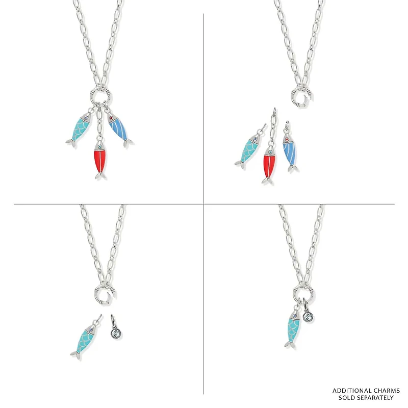 Sun & Sea Fish Trio Charm Necklace