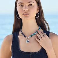 Token Charm Lapis Turquoise Necklace