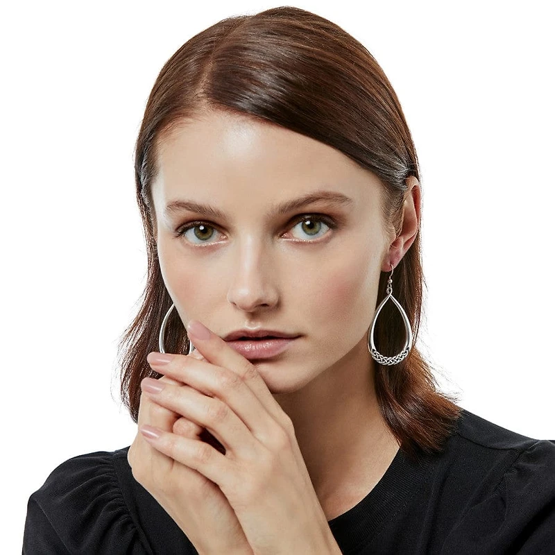 Interlok Braid Oval Drop French Wire Earrings