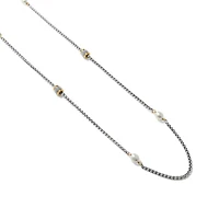Meridian Petite Pearl Two Tone Long Necklace