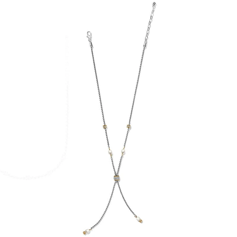 Meridian Petite Pearl Two Tone Y Necklace